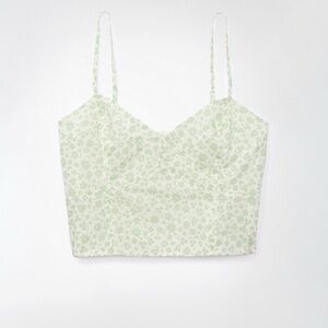 American Eagle Floral Green Women's cropped top size large
